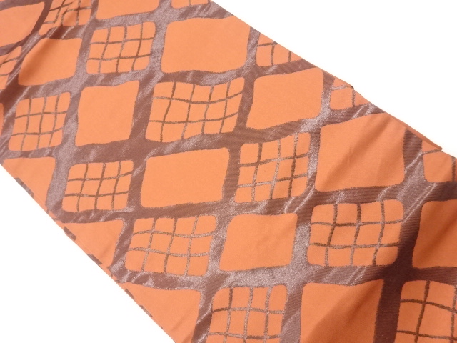 リサイクル　抽象菱模様織出し名古屋帯